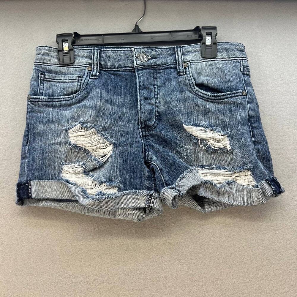 Kut from the Kloth Women's Blue The Madeline Boyfriend Shorts Size 4 Distressed